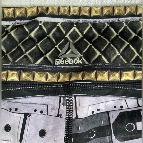 Reebok Speedwick Lux Bold Baroque Print Leggings •Large •Cassette Tape Music - Picture 7 of 15